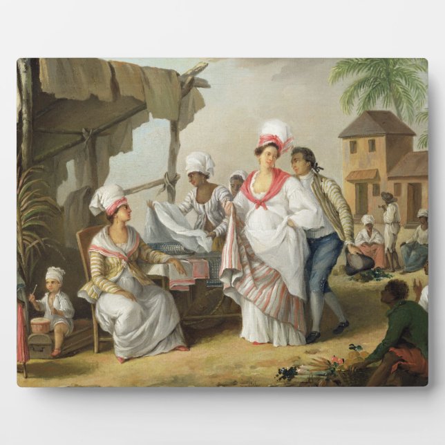 Linen Market, Roseau, Dominica, c.1780 (oil on can Plaque (Front)