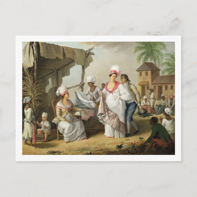 Linen Market, Roseau, Dominica, c.1780 (oil on can Postcard (Front)