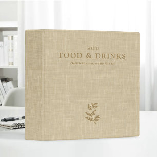Linen Menu For Diner Cafe Bar Wedding Reception 3 Ring Binder