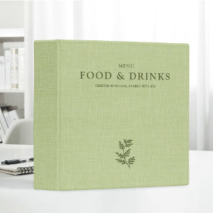 Linen Menu For Diner Cafe Bar Wedding Reception 3 Ring Binder
