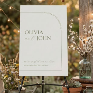 Linen Minimalist Arch Wedding Welcome Sign