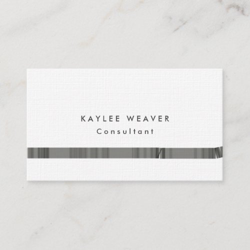 Linen Minimalist Grey White Professional Business Card