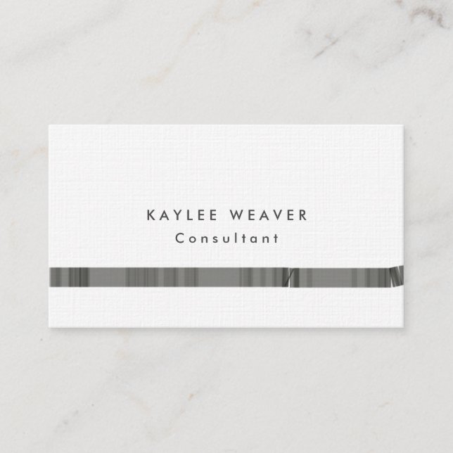 Linen Minimalist Grey White Professional Business Card (Front)
