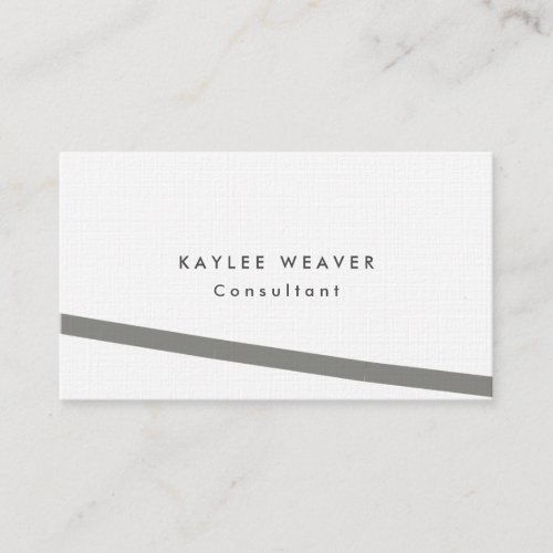 Linen Minimalist Grey White Professional Business Card