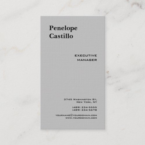 Linen Minimalist Modern Simple Plain Grey Business Card