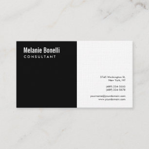Linen Minimalist Plain Black White Modern Standard Business Card