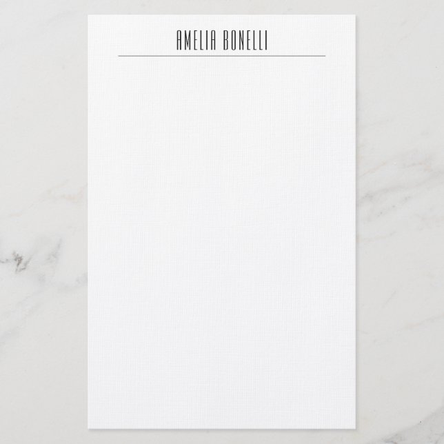 Linen Minimalist Professional Plain Modern Stationery (Front)