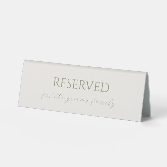  Linen Minimalist Reserved Sign Wedding Table Tent (Front)