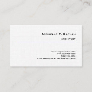 Linen Minimalist Simple Plain Architect Red White Business Card