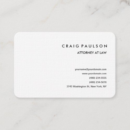 Linen Modern Elegant Plain Professional Minimalist Business Card