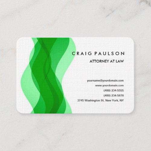 Linen Modern Green White Professional Minimalist Business Card