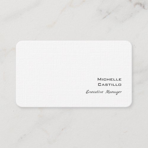 Linen Modern Minimalist Plain White Business Card