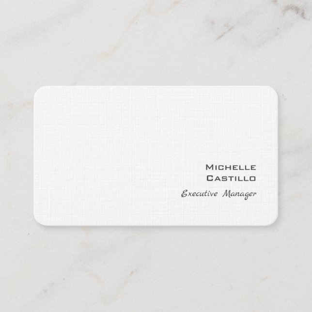 Linen Modern Minimalist Plain White Business Card (Front)