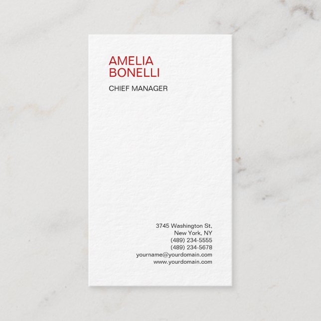 Linen Modern Minimalist Plain White Business Card (Front)