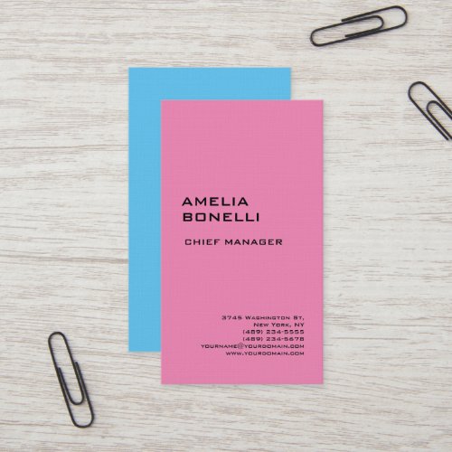 Linen Modern Minimalist Professional Pink Blue Business Card