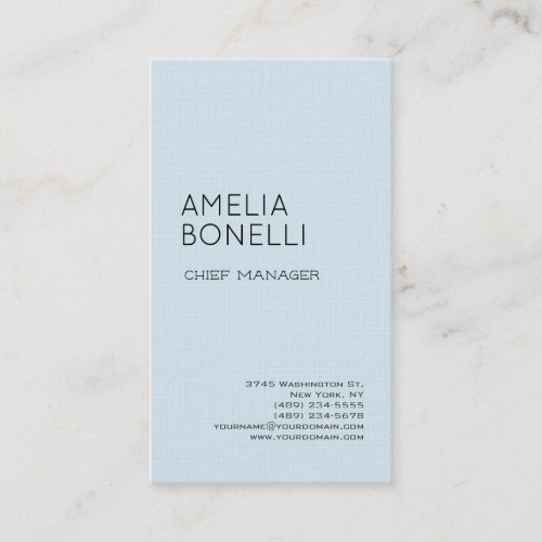 Linen Modern Minimalist Professional Plain Blue Business Card