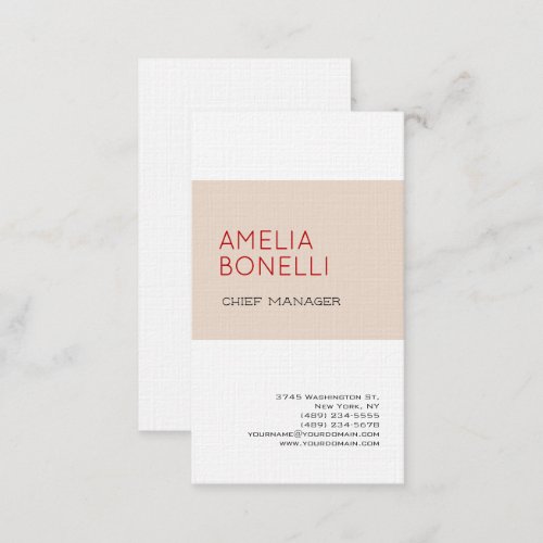 Linen Modern Minimalist Professional Plain Business Card