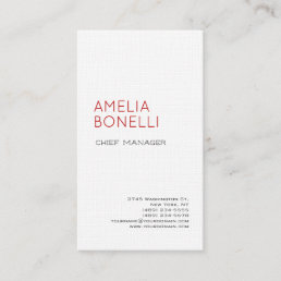 Linen Modern Minimalist Professional Plain White Business Card
