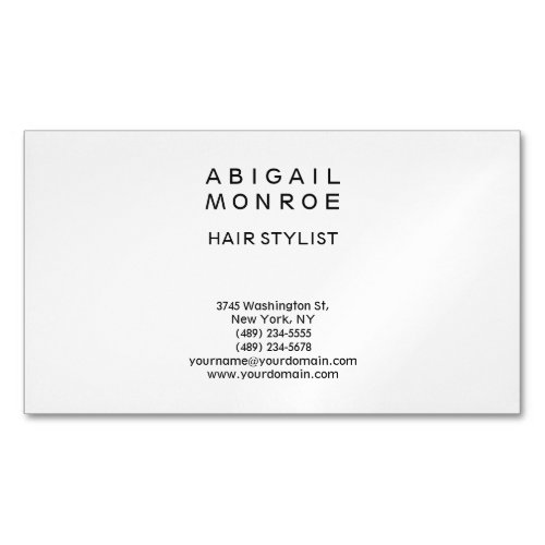Linen Modern Minimalist Professional Plain White Business Card Magnet