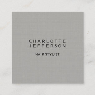 Linen Modern Minimalist Professional Square Grey Square Business Card
