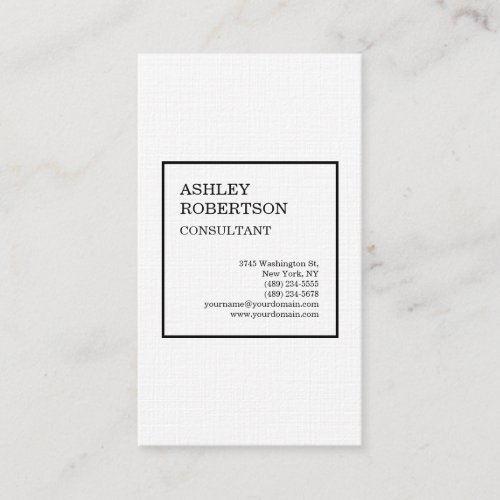 Linen Modern Plain Professional Trendy Minimalist Business Card