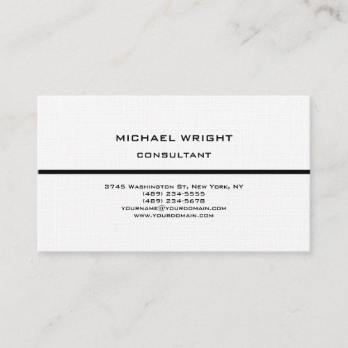 Linen Modern Plain Simple Attractive Minimalist Business Card
