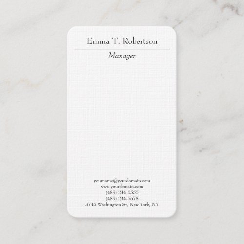 Linen modern plain simple minimalist black white business card