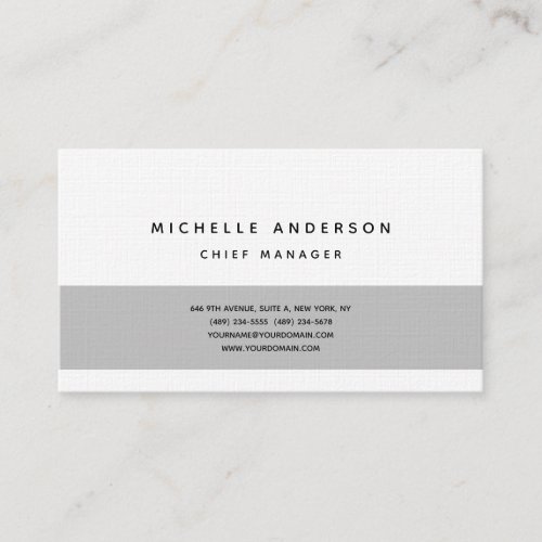 Linen Modern Plain Simple Professional Minimalist Business Card