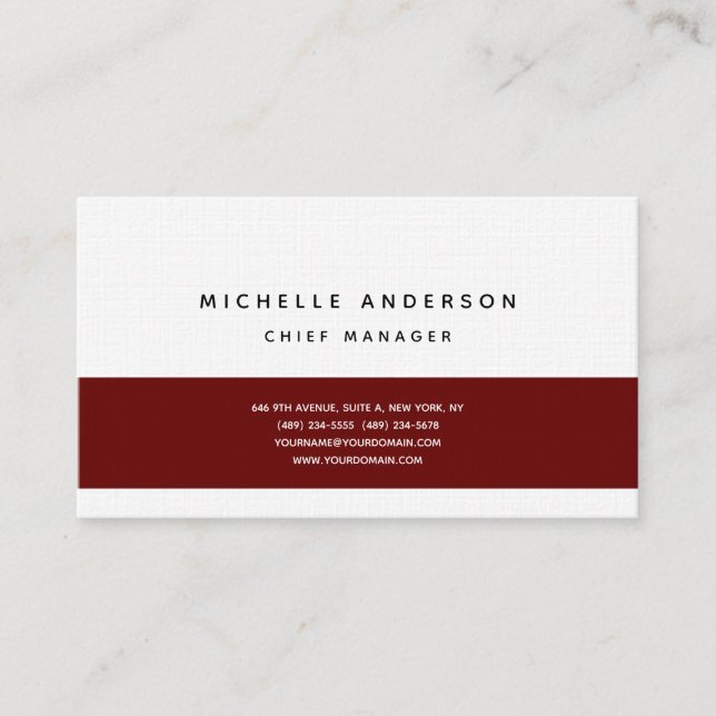 Linen Modern Plain Simple Professional Minimalist Business Card (Front)