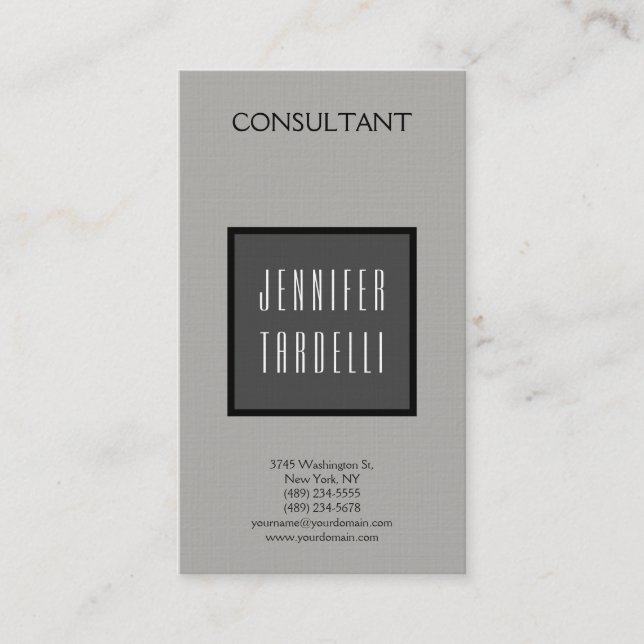 Linen Modern Professional Grey Background Elegant Business Card (Front)