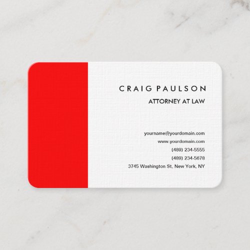 Linen Modern Red White Professional Minimalist Business Card