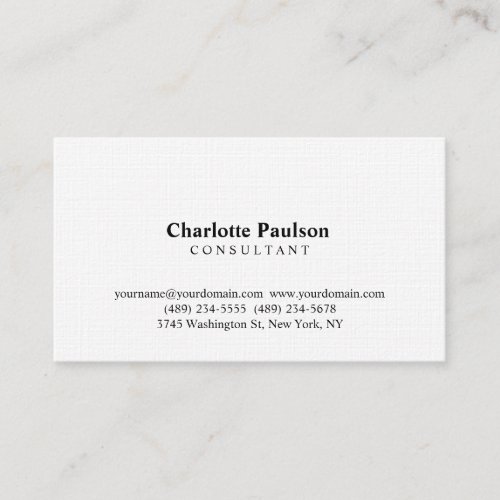 Linen Modernist Professional Consultant Manager Business Card