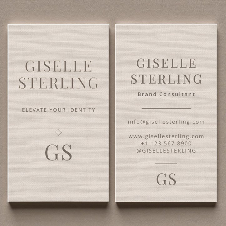 Linen Monogram Modern Elegant Minimalist Business Card