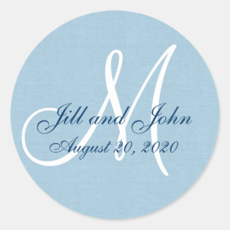 Linen Monogram Wedding Favor Sticker