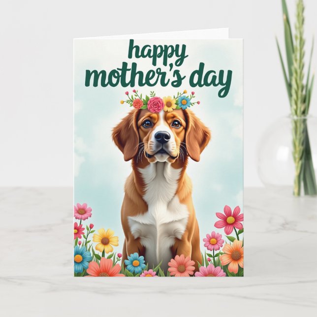Linen Mothers Day Dog Card (Front)