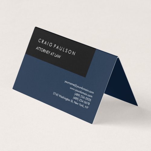 Linen Navy Blue Black Elegant Plain Professional Business Card