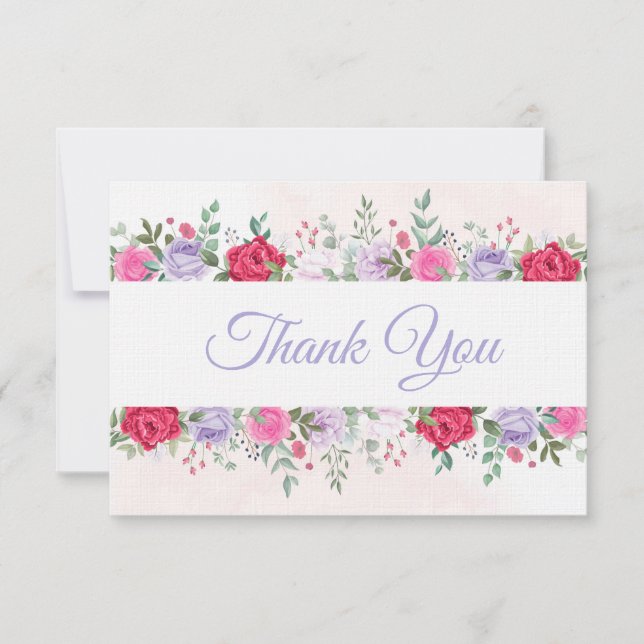 Linen Paper Flat Thank You Note Card (Front)