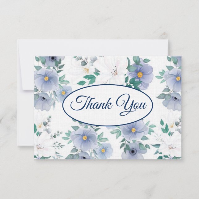 Linen Paper Flat Thank You Note Card (Front)