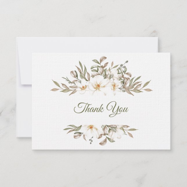 Linen Paper Flat Thank You Note Card (Front)