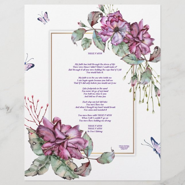 Linen Paper Personalized Stationary "True Faith" (Front)