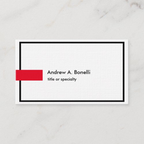 Linen Plain Black White Red Professional Modern Business Card