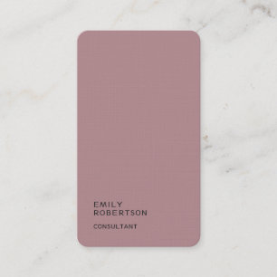 Linen Plain Dusty Rose Trendy Modern Minimalist Business Card