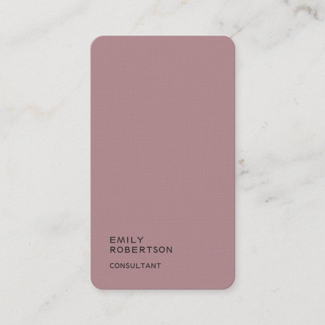 Linen Plain Dusty Rose Trendy Modern Minimalist Business Card (Front)