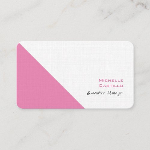 Linen Plain Feminine Minimalist Pink White Business Card