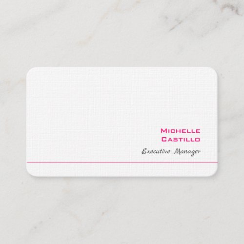 Linen Plain Feminine Minimalist Pink White Business Card