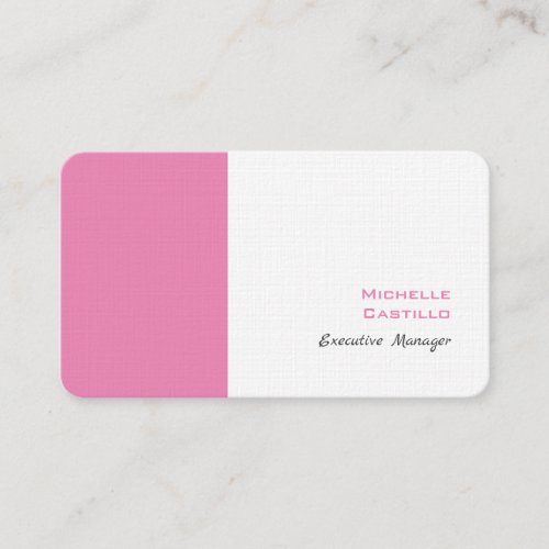 Linen Plain Feminine Minimalist Pink White Business Card