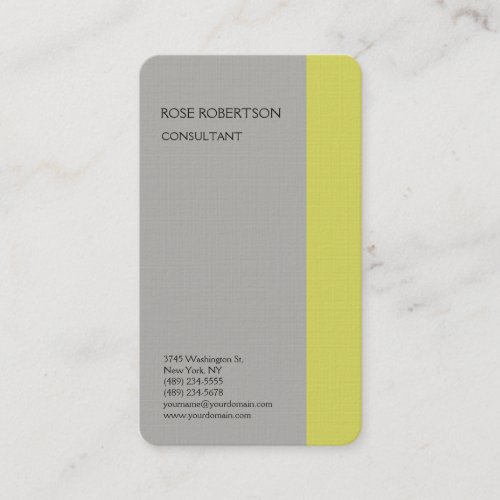 Linen Plain Grey Modern Minimalist Professional Business Card