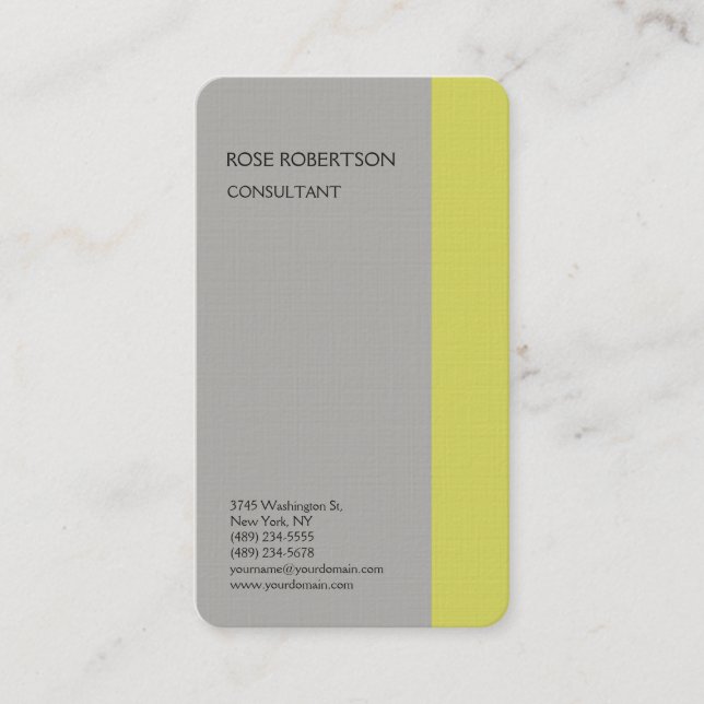 Linen Plain Grey Modern Minimalist Professional Business Card (Front)