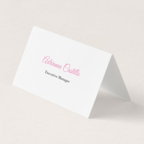 Linen Plain Simple Black White Minimal Handwritten Business Card