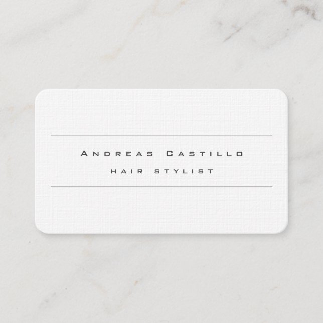 Linen Plain Simple Minimalist Professional Modern Business Card (Front)